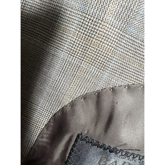 44 L Baroni 100% Wool Men Tan glen Plaid Jacket Light Academic Subtle Luxury - Picture 10 of 10